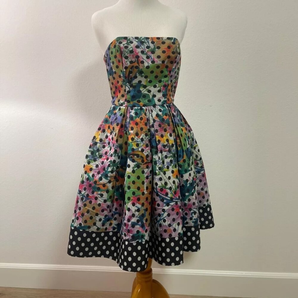 Anthropologie Corey Lynn Calter strapless polka dot dress multicolored size 0